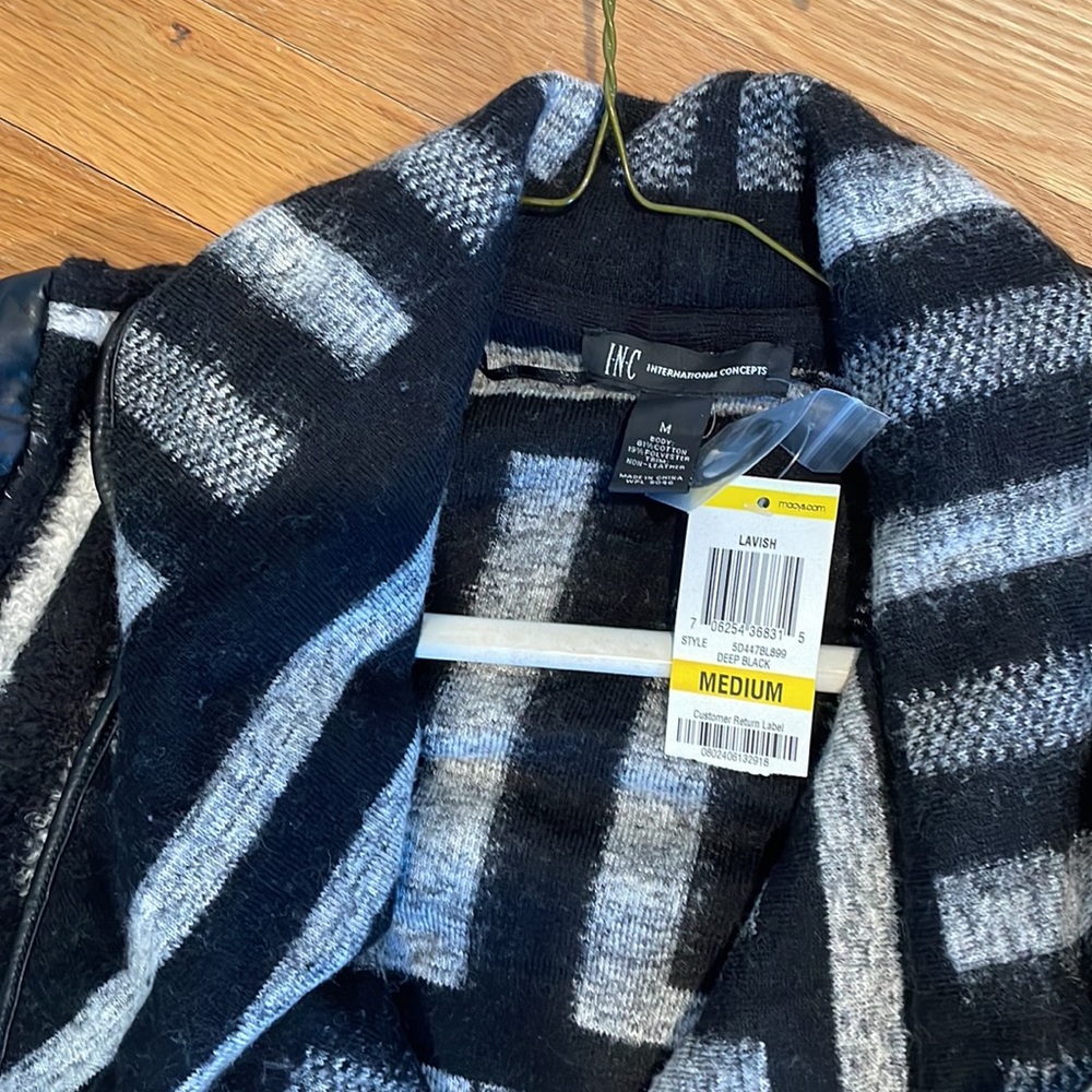 INC  Faux leather trim jjacket